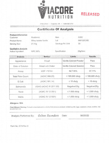 2lb Elite isolate whey vanilla
